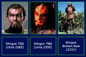 Tre immagini che mostrano bene le incongruenze nell'aspetto dei Klingon